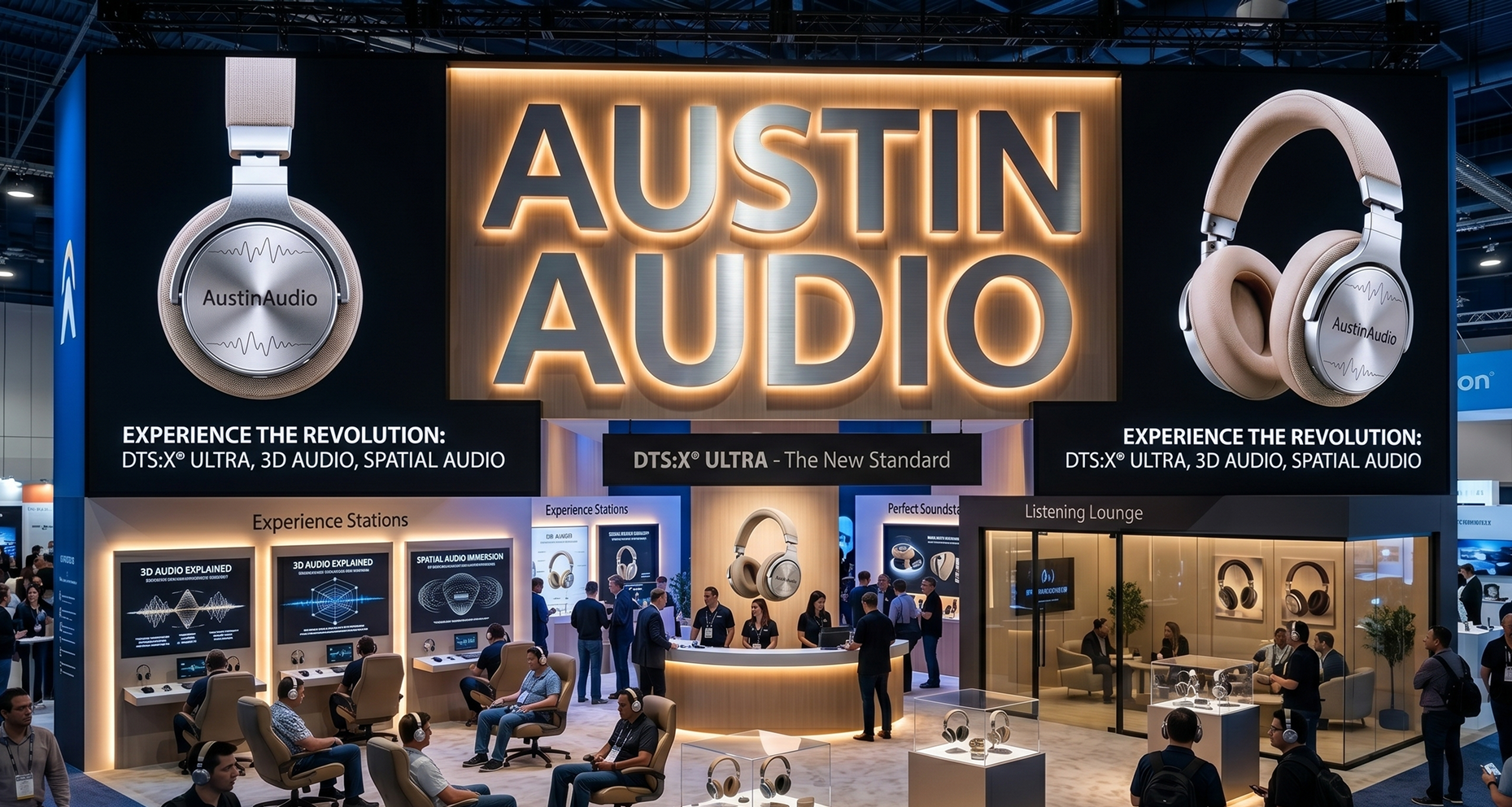 Opening event inside AustinAudio showroom with guests
